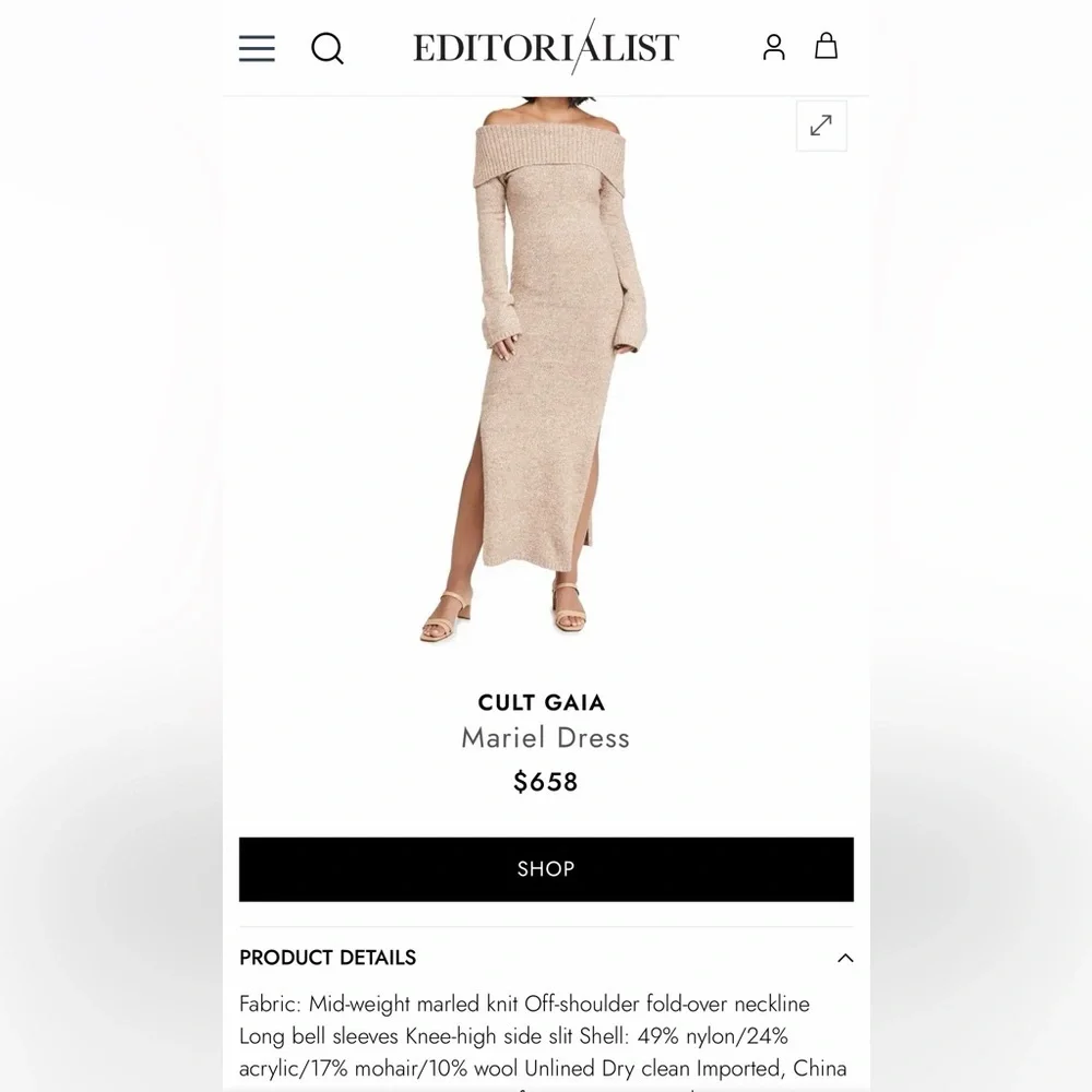cult gaia | Dresses | Cult Gaia Tan Offshoulder Ribbed Knit Midi Dress Sz S  | Poshmark